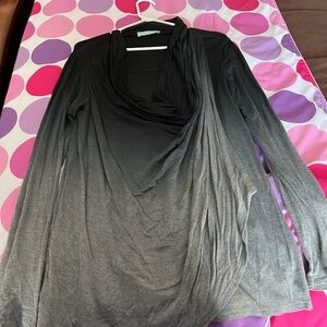 Black and Gray Ombre Long Sleeve Top